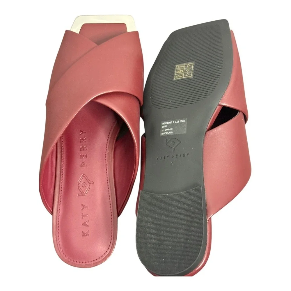 Katy Perry The Checked In Slide Sandal Soft Nappa Cranberry 9 NIB‎ - Picture 7 of 10